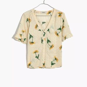 Madewell Eyelet Ruffle-Sleeve Sunflower Shirt
